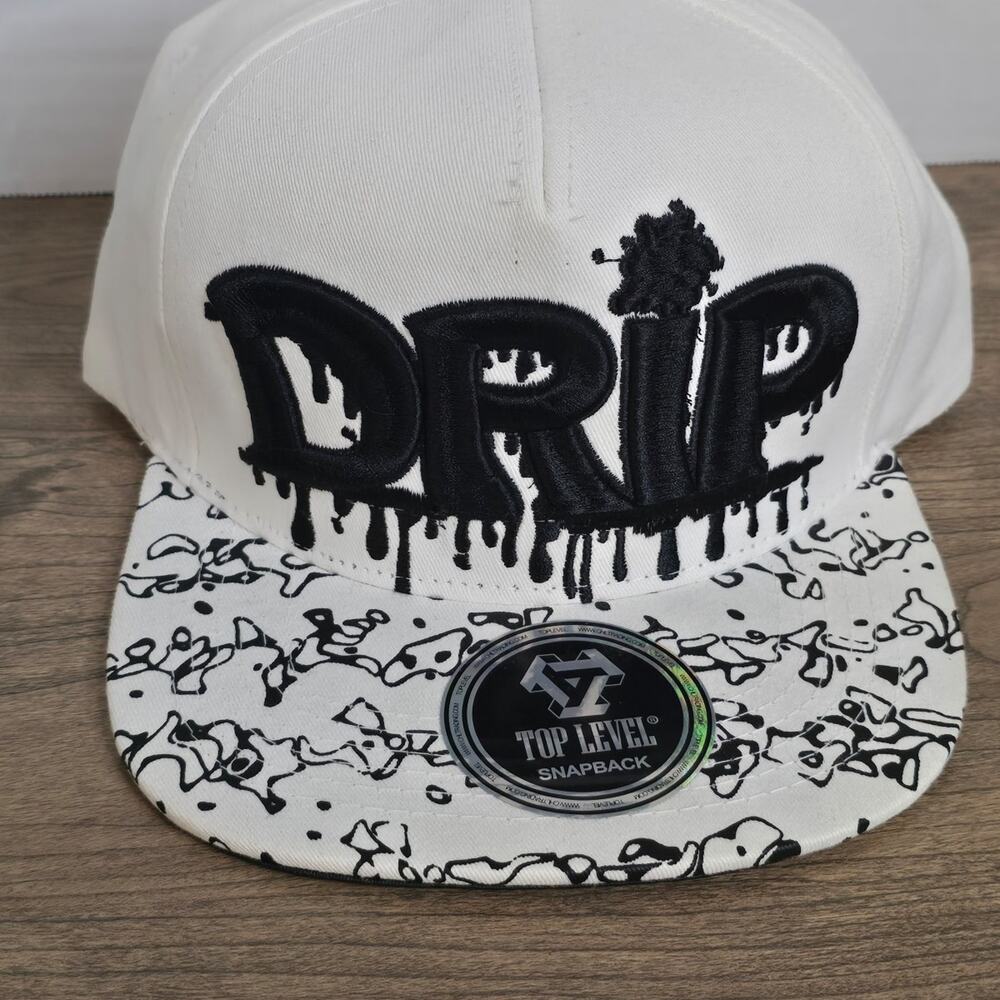 DRIP Snapback Hat White Black NWT